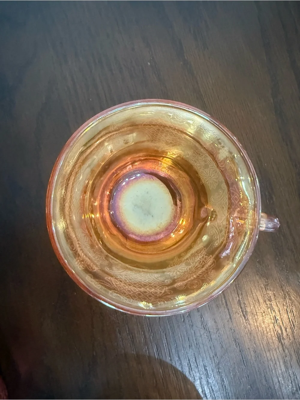 3 pc Vintage Federal Carnival Glass Normandie Bouquet Marigold Iridescent Cups